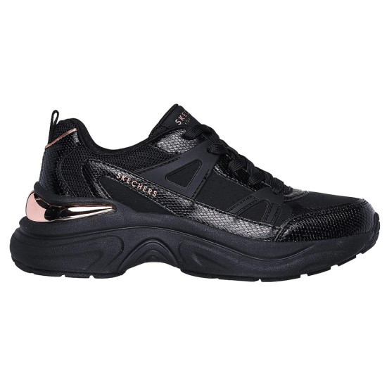 Skechers Snake Trimmed Perforated Durleather Lace Up Fashion Sneaker